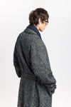 Navy & green twill blend unisex coat with double collar