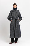 Navy & green twill blend unisex coat with double collar