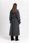 Navy & green twill blend unisex coat with double collar