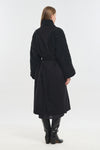 Black wool cashmere & quilt robe coat