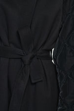 Black wool cashmere & quilt robe coat