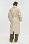 Light beige wool cashmere & quilt robe coat