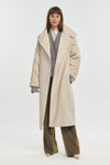 Light beige wool cashmere & quilt robe coat