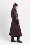 Burgundy faux leather trench coat