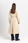 Butter beige bonded crinkle tech trench coat