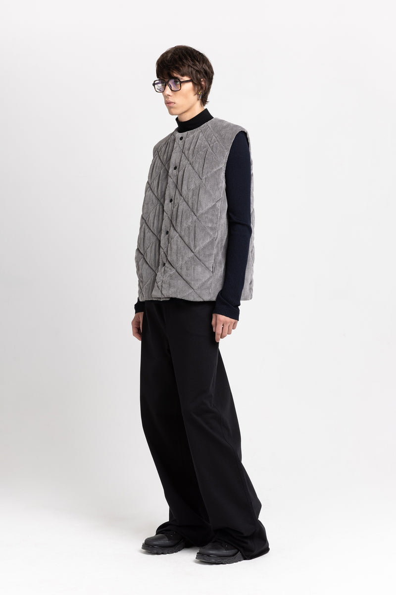 Grey quilted corduroy vest