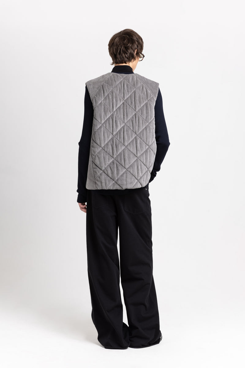 Grey quilted corduroy vest