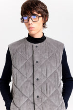 Grey quilted corduroy vest