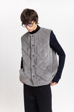 Grey quilted corduroy vest