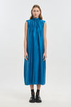 Blue sapphire textured lyocell evening dress