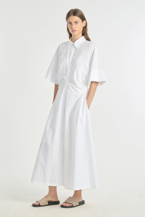 White poplin shirt dress
