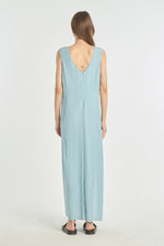 Aqua blue lyocell straight sleeveless dress
