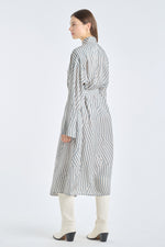 Light grey printed viscose fluid shirt dress
