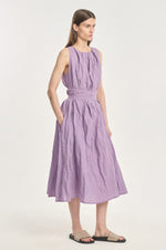 Lilac washed cotton crinkled sleeveless dress