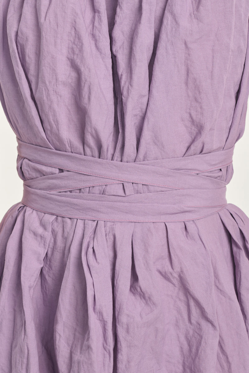 Lilac washed cotton crinkled sleeveless dress