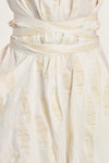 White & beige cotton crinkled sleeveless dress