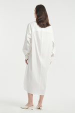 White textured cotton shaped dress