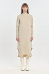 Sand doubleface cotton long sleeve dress