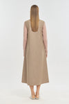 Beige speckle tweed wool blend long dress