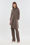 Brown light wool shirt tunic dress