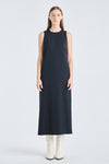 Black sleeveless midi dress