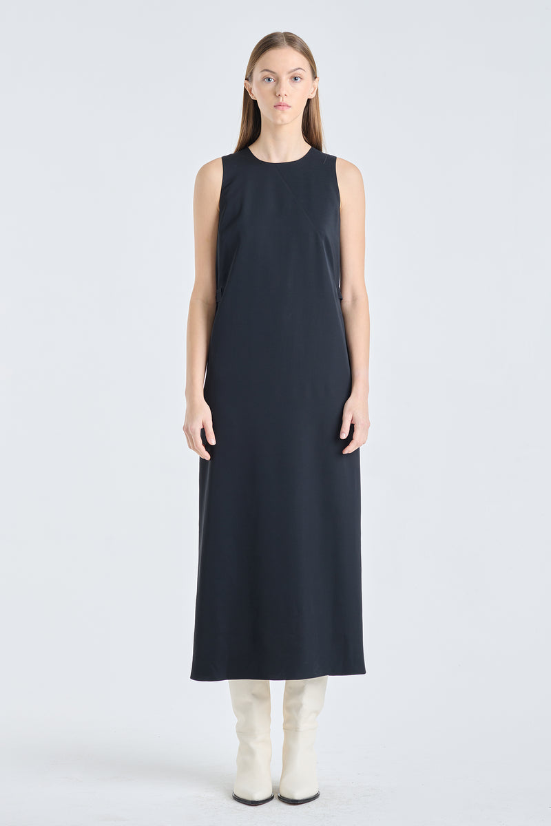Black sleeveless midi dress