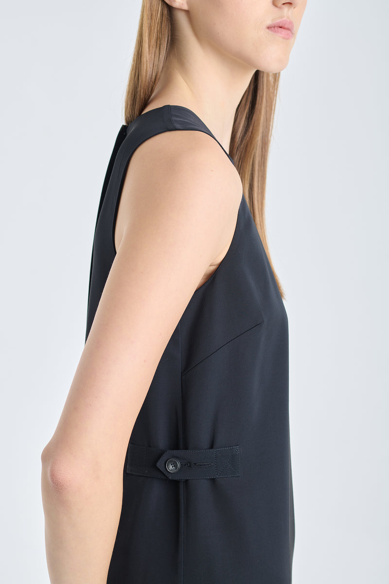 Black sleeveless midi dress