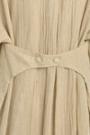 Ocre striped cotton blend wide sleeve dress