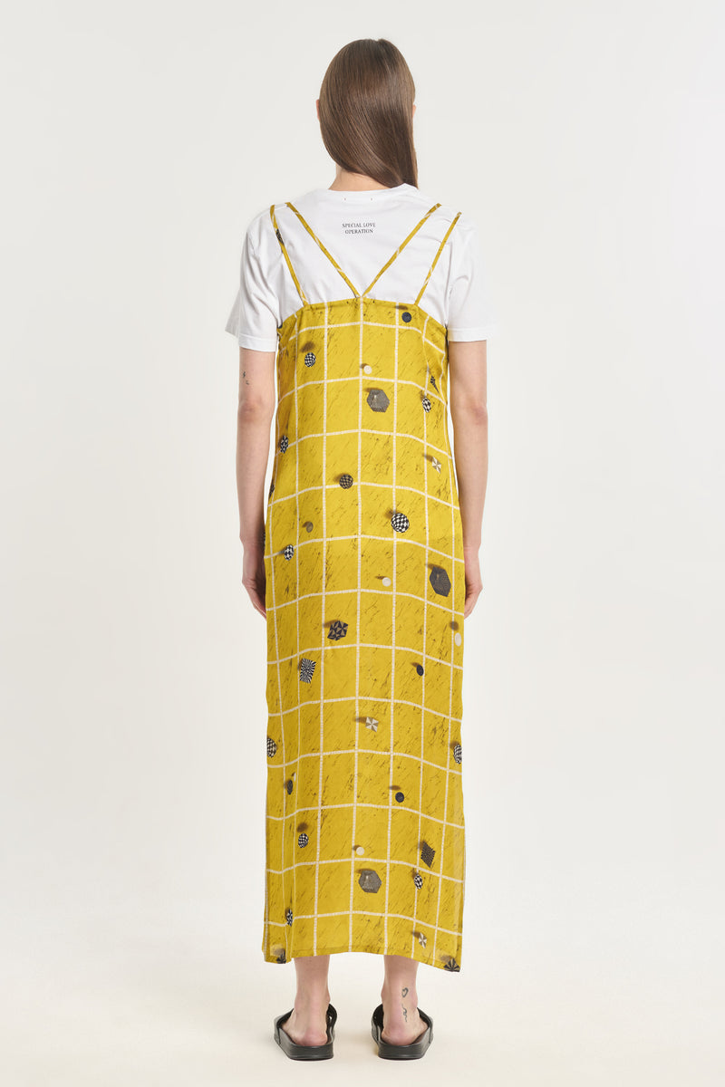 Yellow printed georgette slip dress