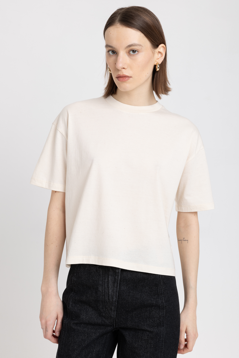 &#x2018;HERITAGE&#x2019;&#x2019; Natural & beige cotton boxy fit t-shirt