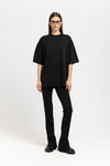 &#x2018;LOGO SLEEVE&#x2019; Black pure cotton oversized t-shirt