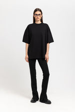 &#x2018;LOGO SLEEVE&#x2019; Black pure cotton oversized t-shirt