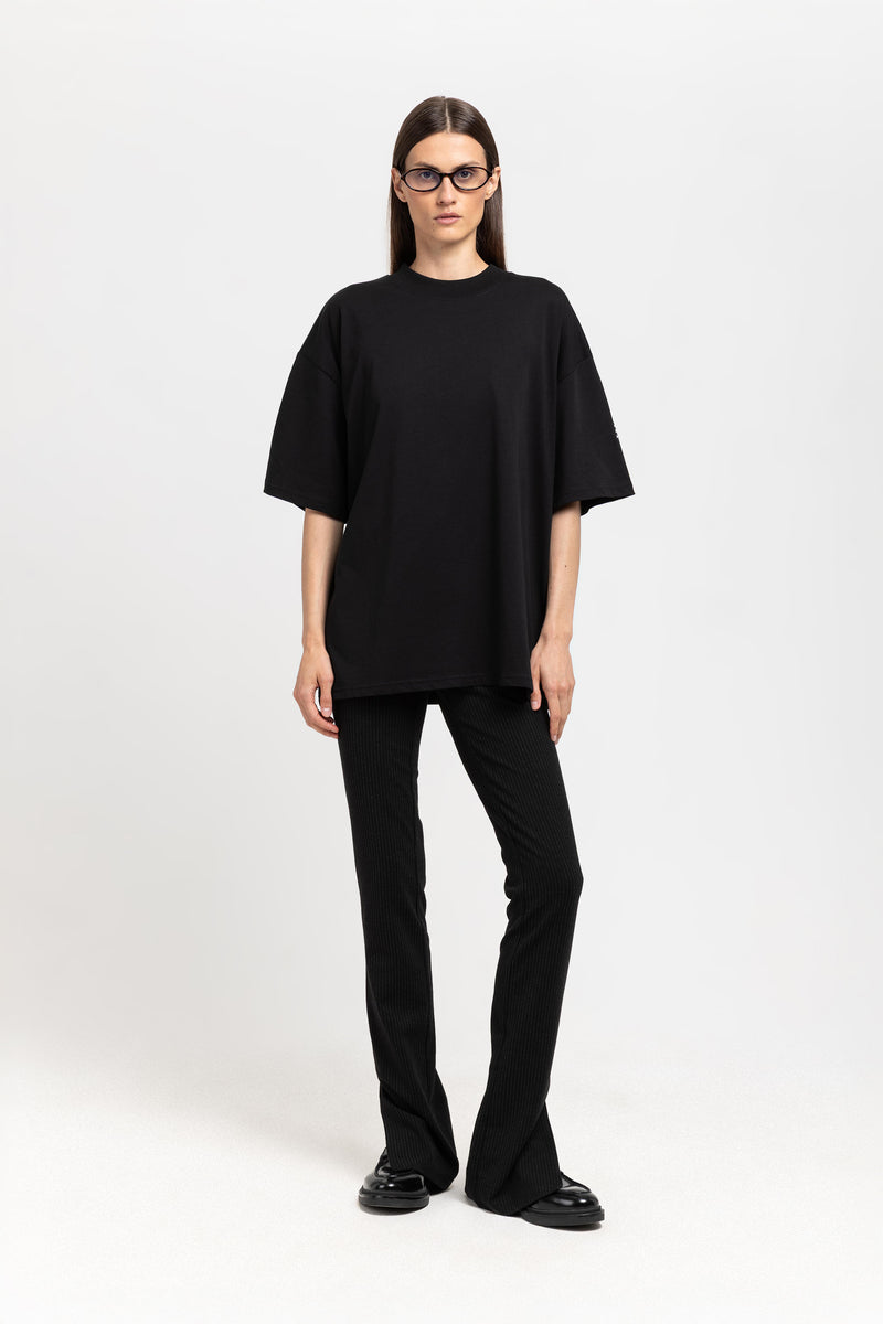 &#x2018;LOGO SLEEVE&#x2019; Black pure cotton oversized t-shirt