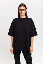 &#x2018;LOGO SLEEVE&#x2019; Black pure cotton oversized t-shirt