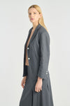 Anthracite linen cotton stretch darted jacket