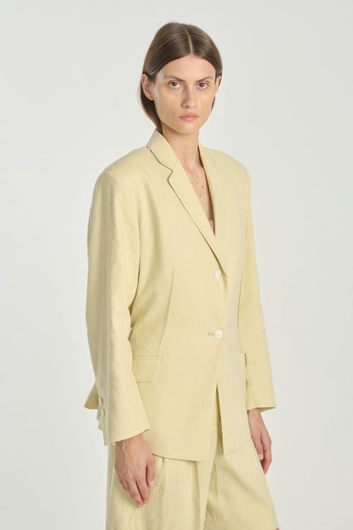 Vanilla linen cotton stretch darted jacket