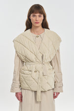 Light beige quilting & tech reversible vest