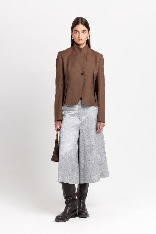 Silver textured fluid shorts