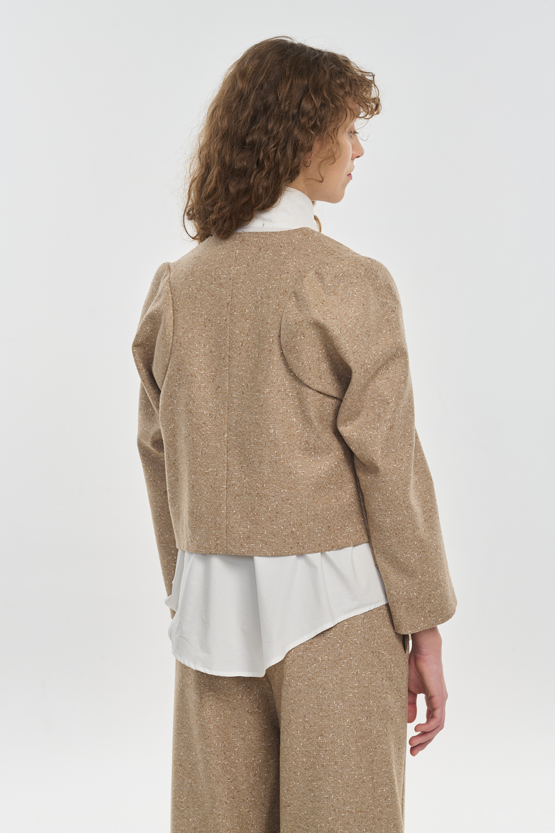 Beige speckle tweed short jacket