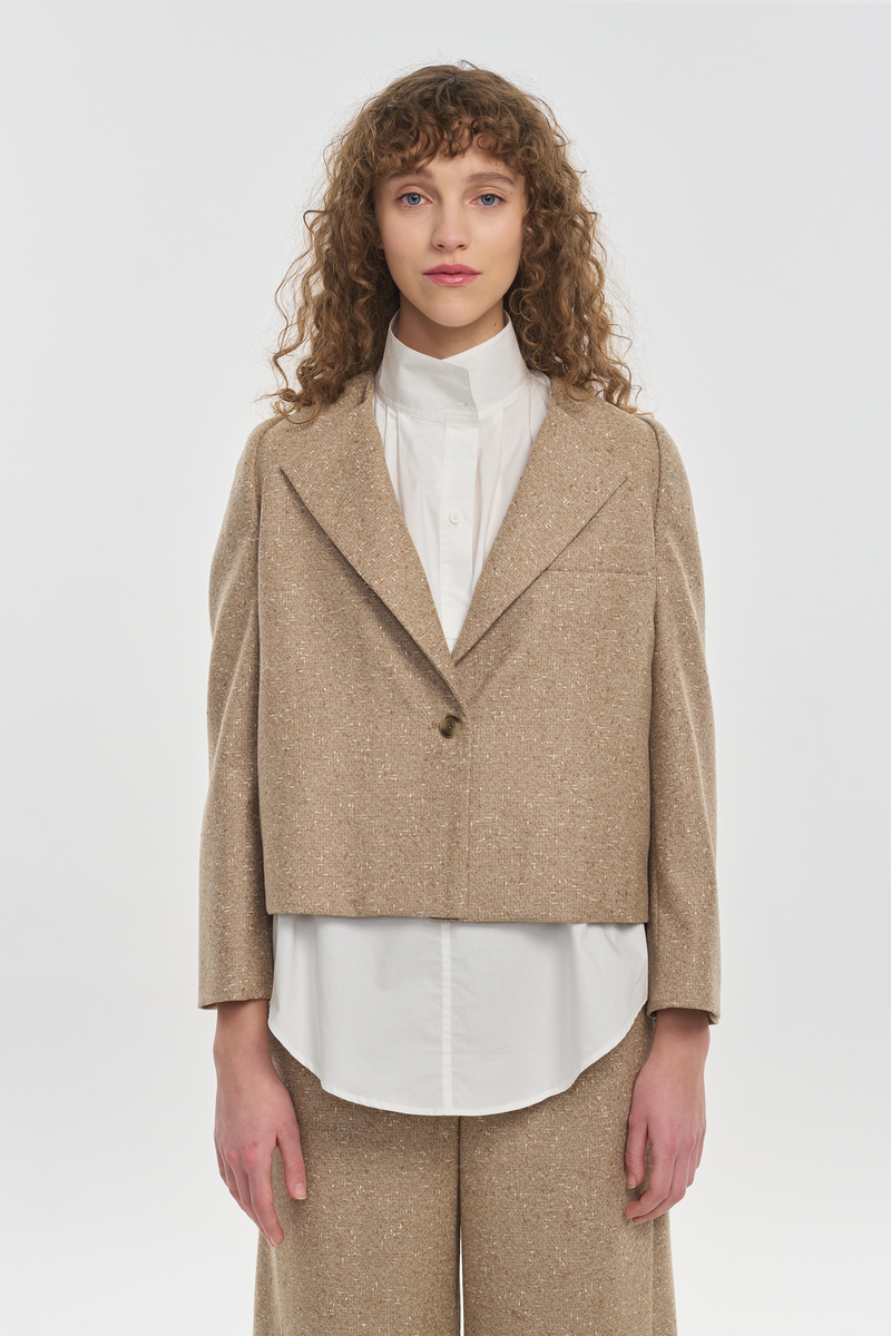 Beige speckle tweed short jacket