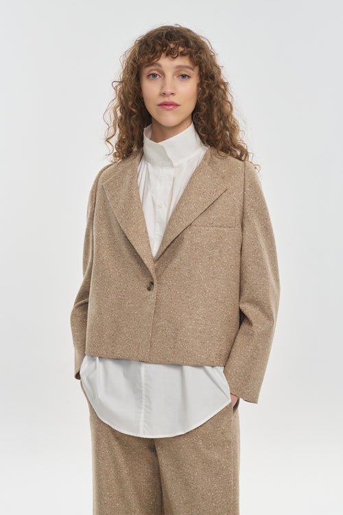 Beige speckle tweed short jacket