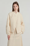 Ivory linen bomber jacket
