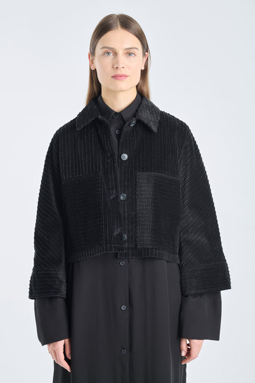 Black corduroy boxy jacket