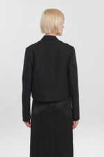 Black heavy cotton crepe boxy short jacket