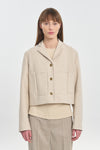 Light beige heavy cotton crepe boxy short jacket