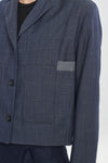 Denim blue wool twill short jacket