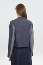 Denim blue wool twill short jacket