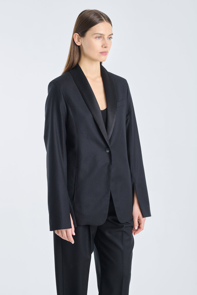 Black virgin wool tailored jacket