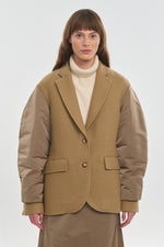 Camel jacket with bomber sleeves