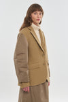 Camel jacket with bomber sleeves